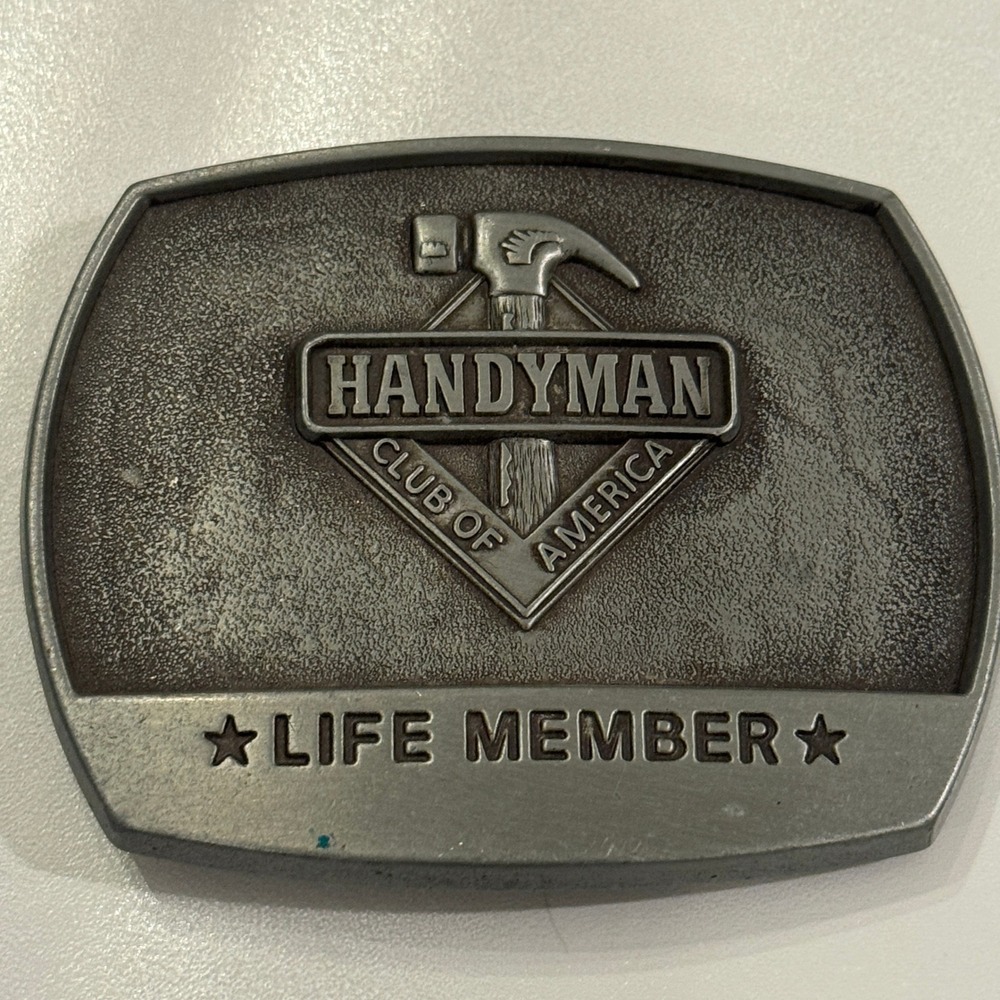 Handyman Club of America Life Member Belt Buckle Vintage 1996 Pewter‎ Finish